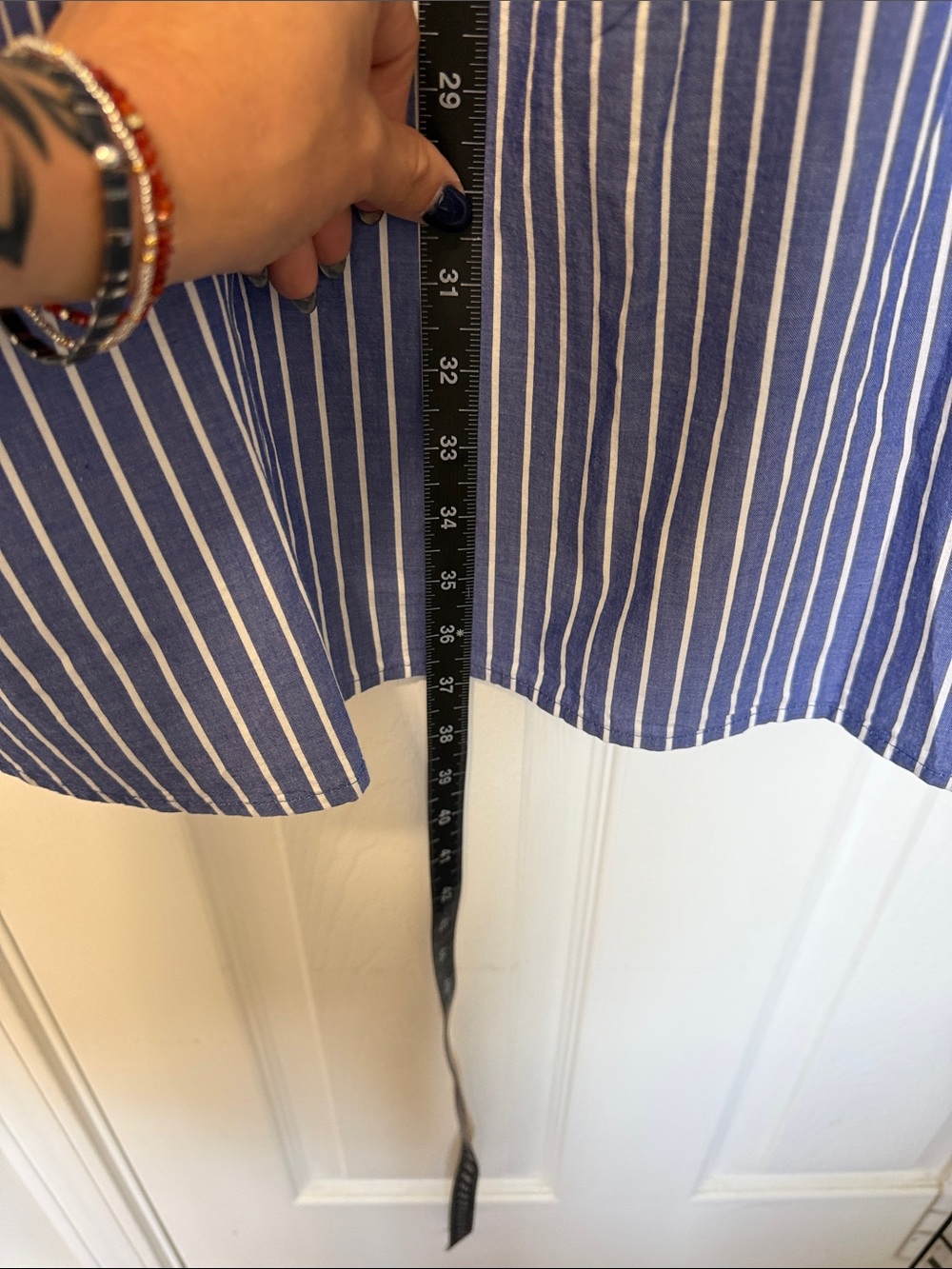 Old Navy Navy White Vertical Stripe Short-Sleeve Button Shirt w/pockets Sz L NWT - Picture 8 of 8